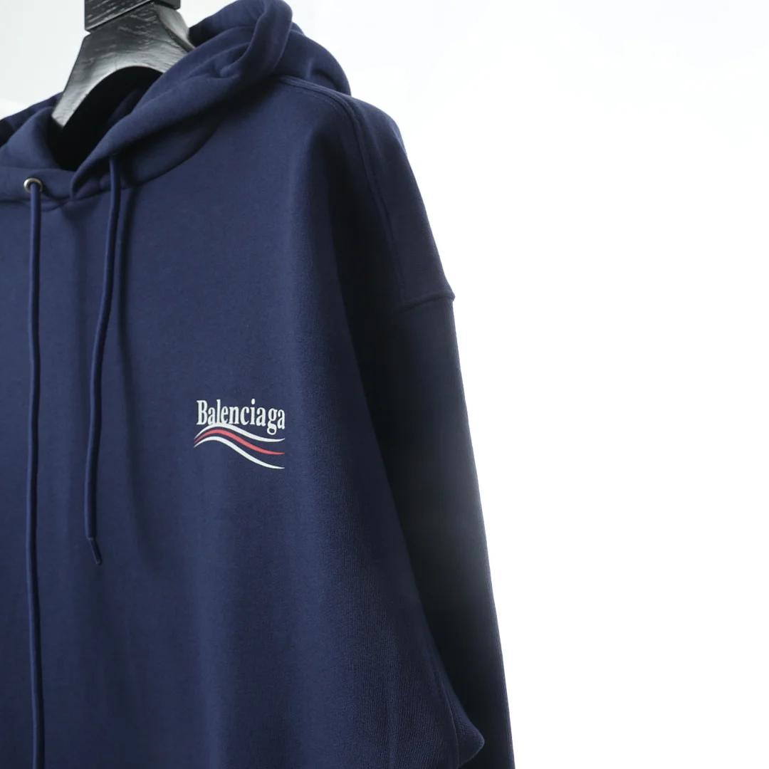 Balenciaga - Sweat à capuche Political Campaign, coloris Navy / Pacific Blue, vue 6