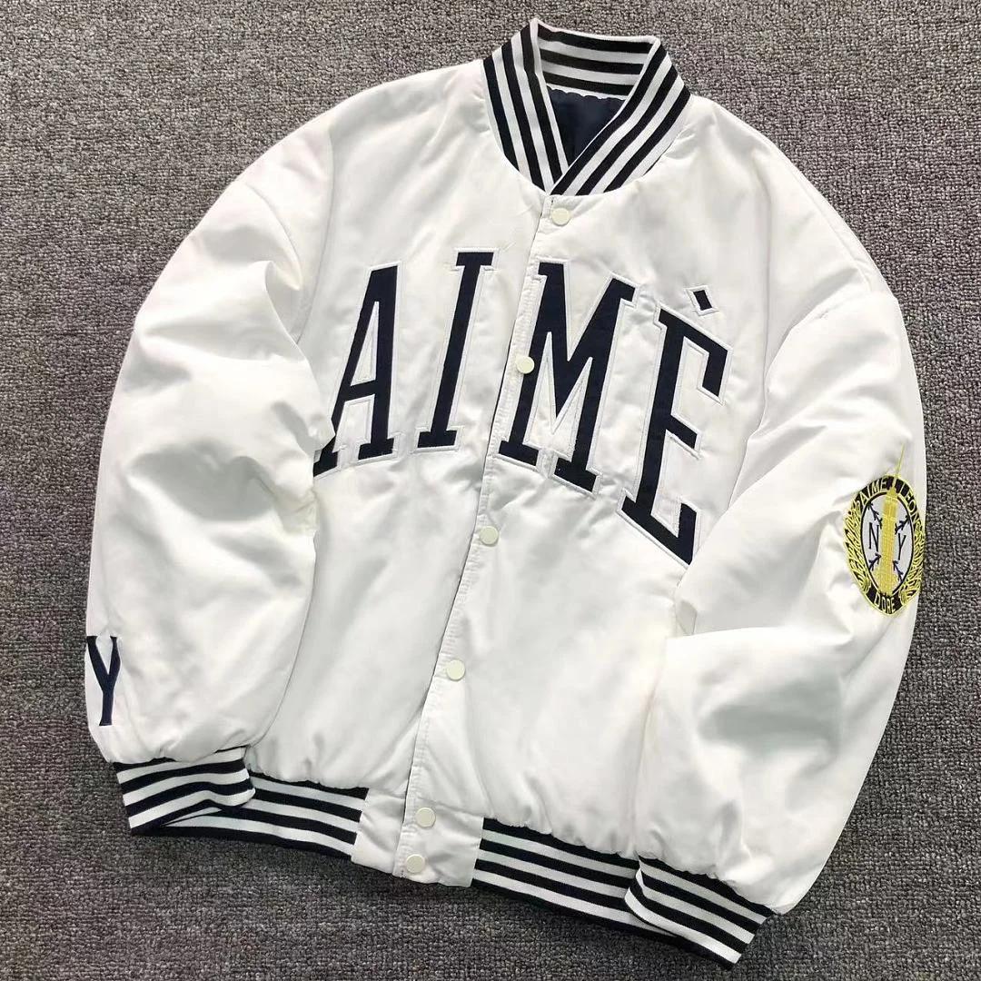 Aimé Leon Dore Reversible Varsity Jacket (also referred to as the Reversible Satin Jacket) – Off-White / White (1)