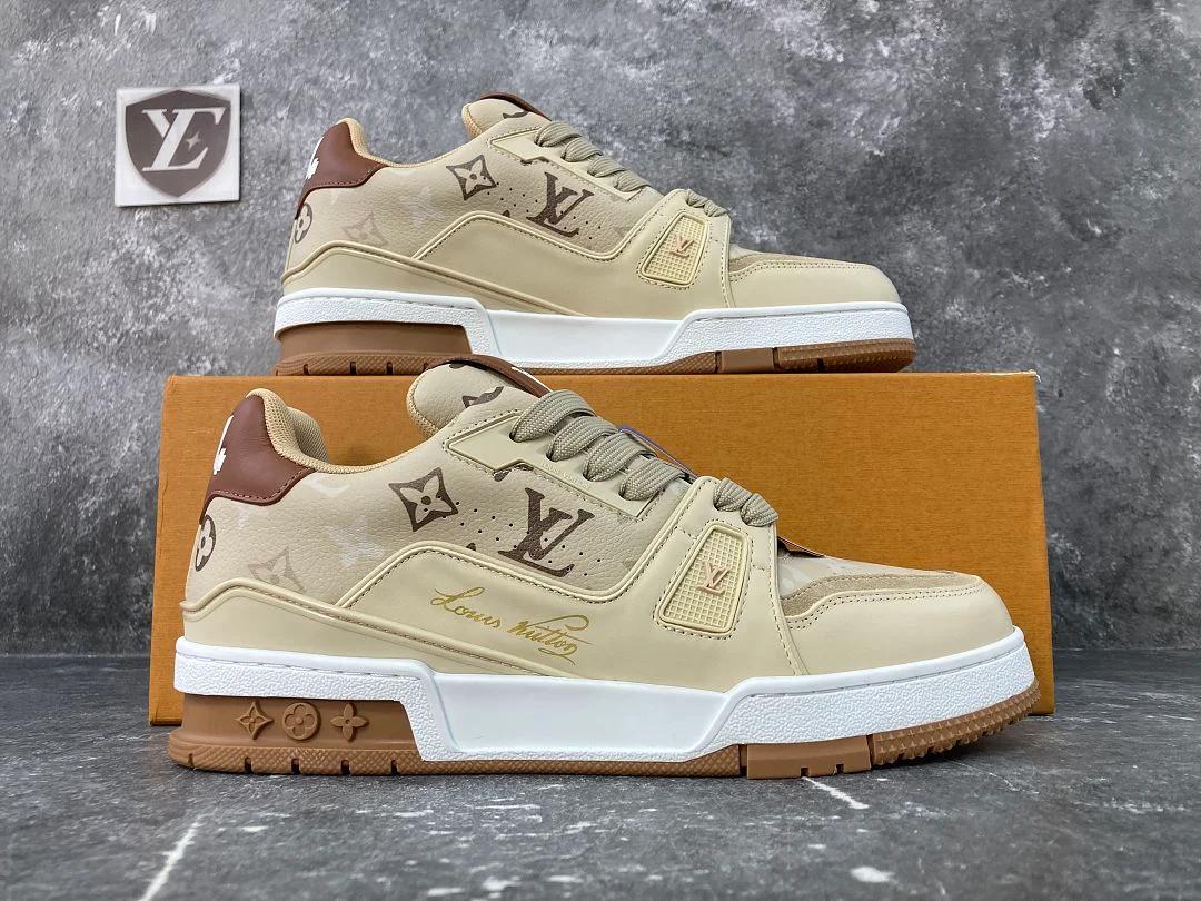 Baskets Louis Vuitton 1 LV Trainer 1 - Brown / Beige / White, coloris Brown / Beige / White