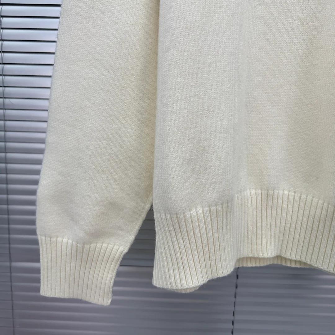 Ami Paris White Wool Ami De Coeur Crewneck Sweater, coloris Off-White / Black 151, vue 8