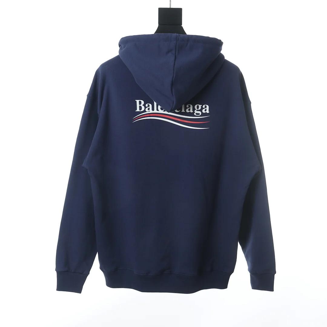 Balenciaga - Sweat à capuche Political Campaign, coloris Navy / Pacific Blue, vue 8