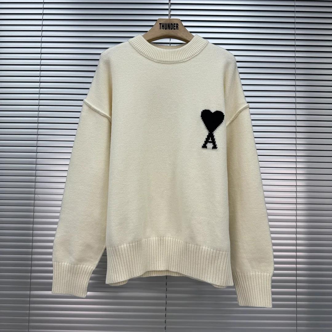 Ami Paris White Wool Ami De Coeur Crewneck Sweater – Off-White (1)