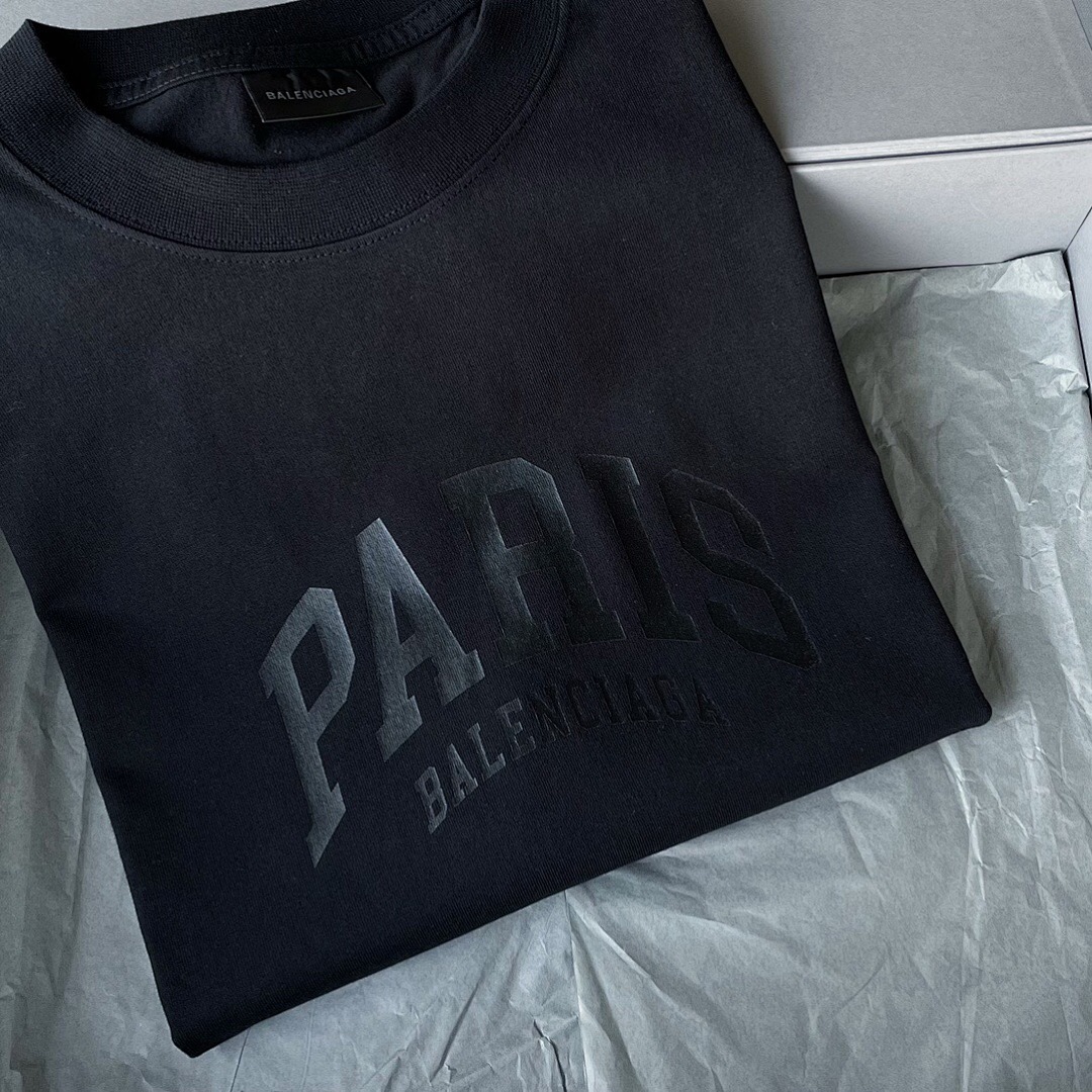 Balenciaga PARIS Print Short Sleeve (Triple Black) - Image 5