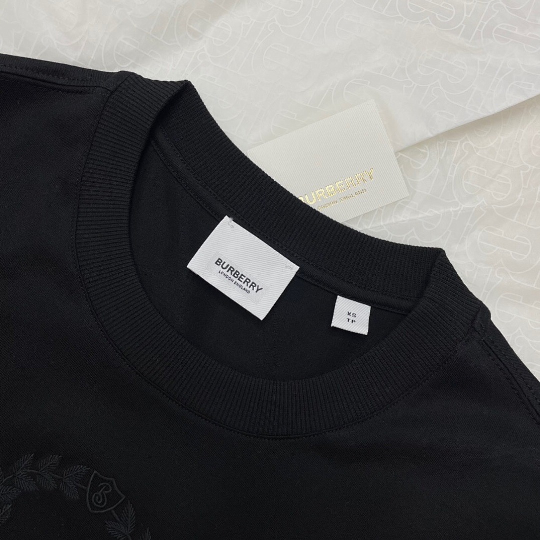 Burberry Leaf Embroidered Short Sleeve (Black) - Image 6