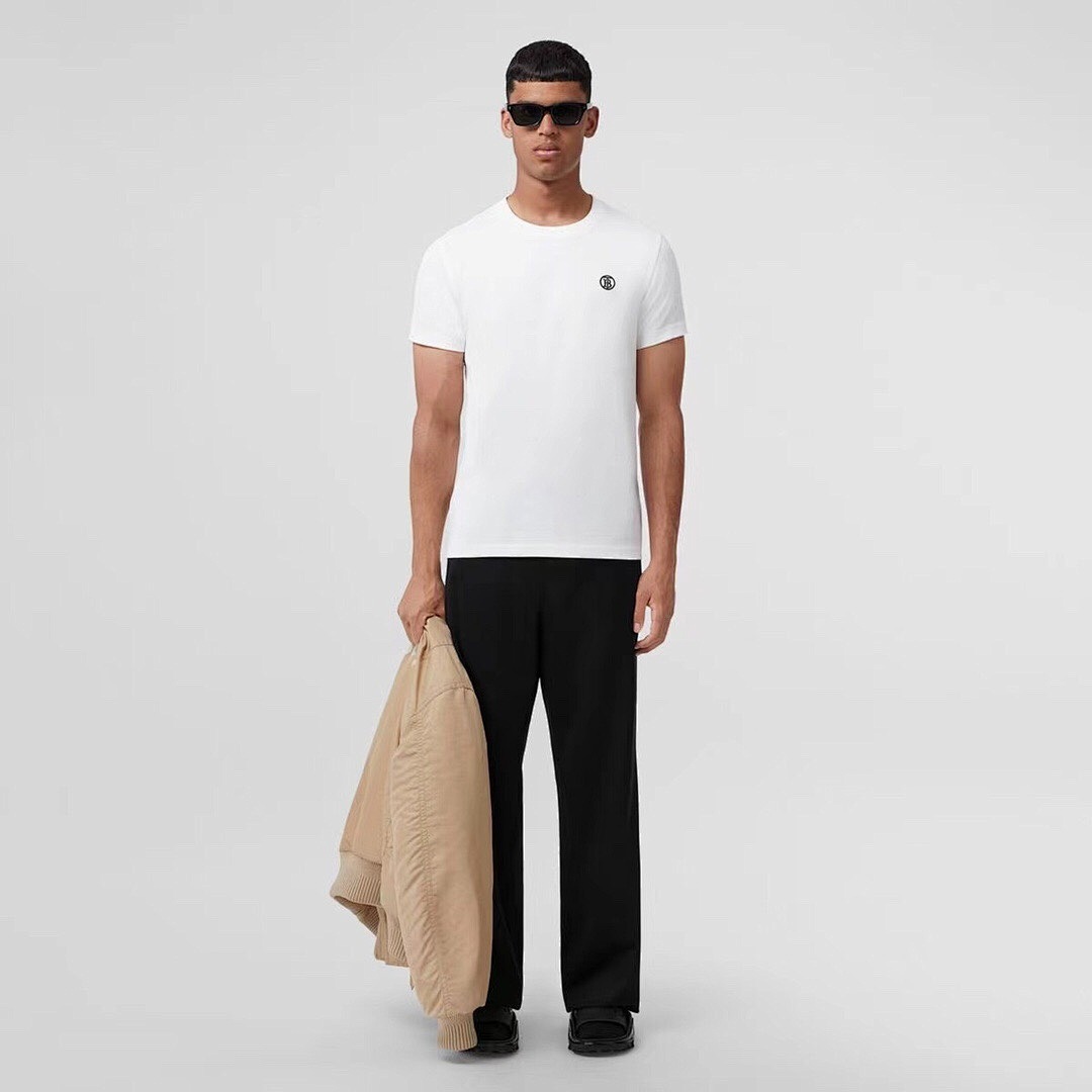 Burberry B Embroidered Short Sleeve (White) - Image 11