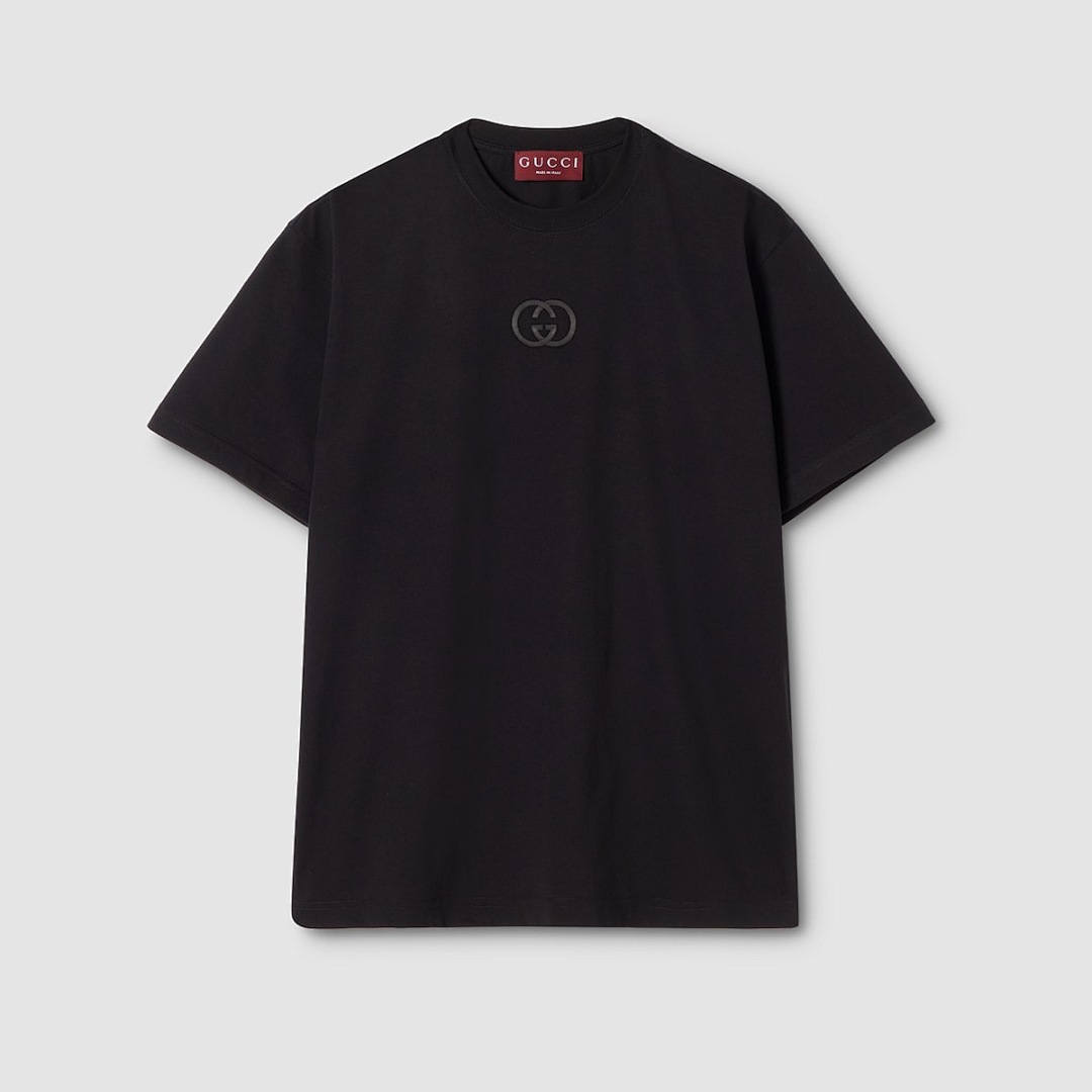 Gucci Black Double G Embroidered T