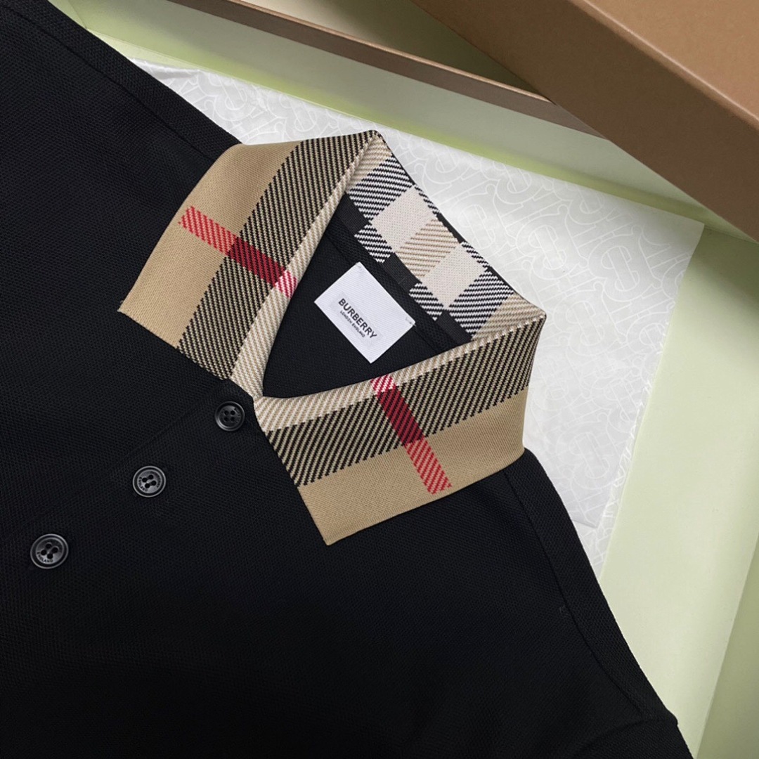 Burberry Plaid Collar POLO (Black) - Image 7