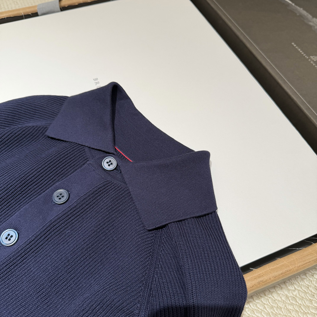 Ralph Lauren Deep Blue Striped Long Sleeved Polo Shirt - Image 9