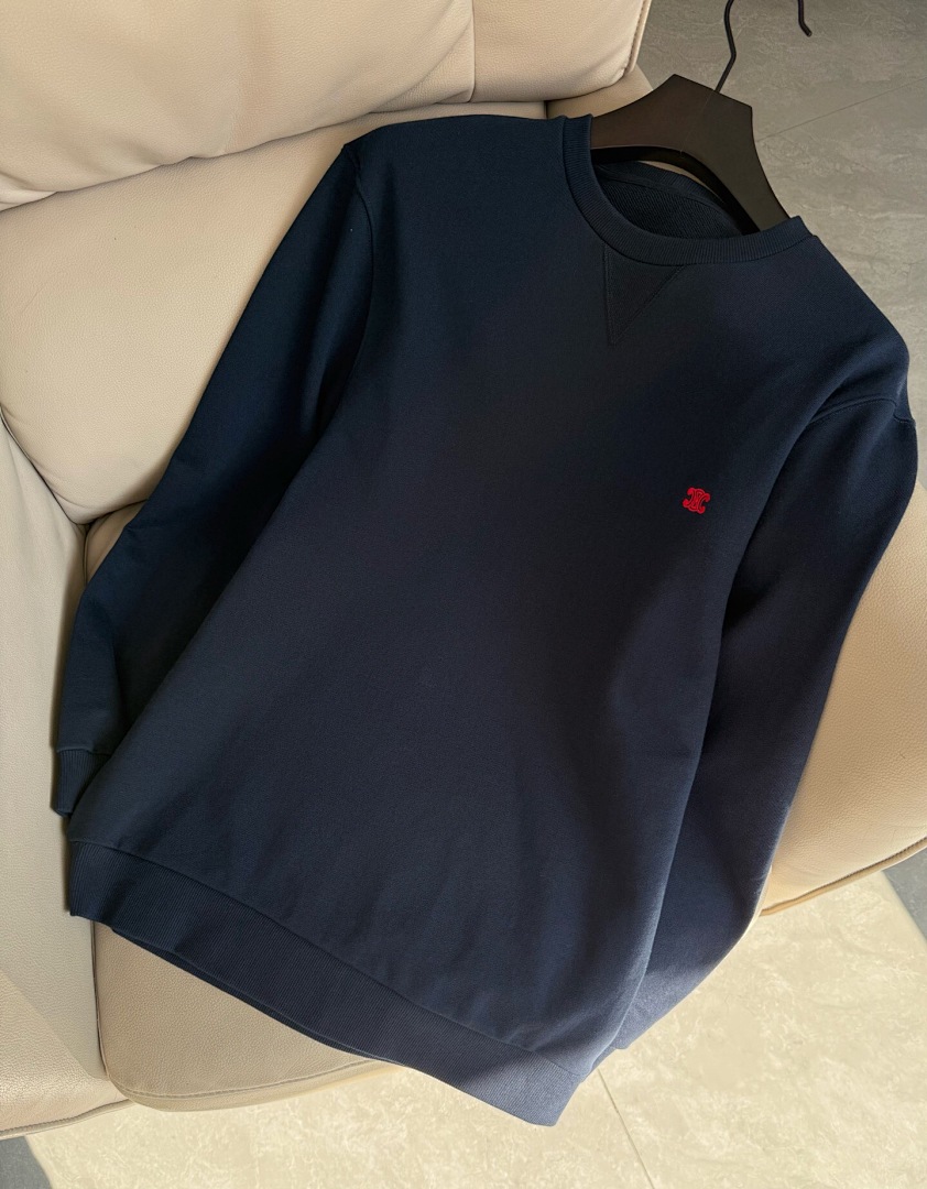 Celine Dark Blue Embroidered Label Collar - Image 6