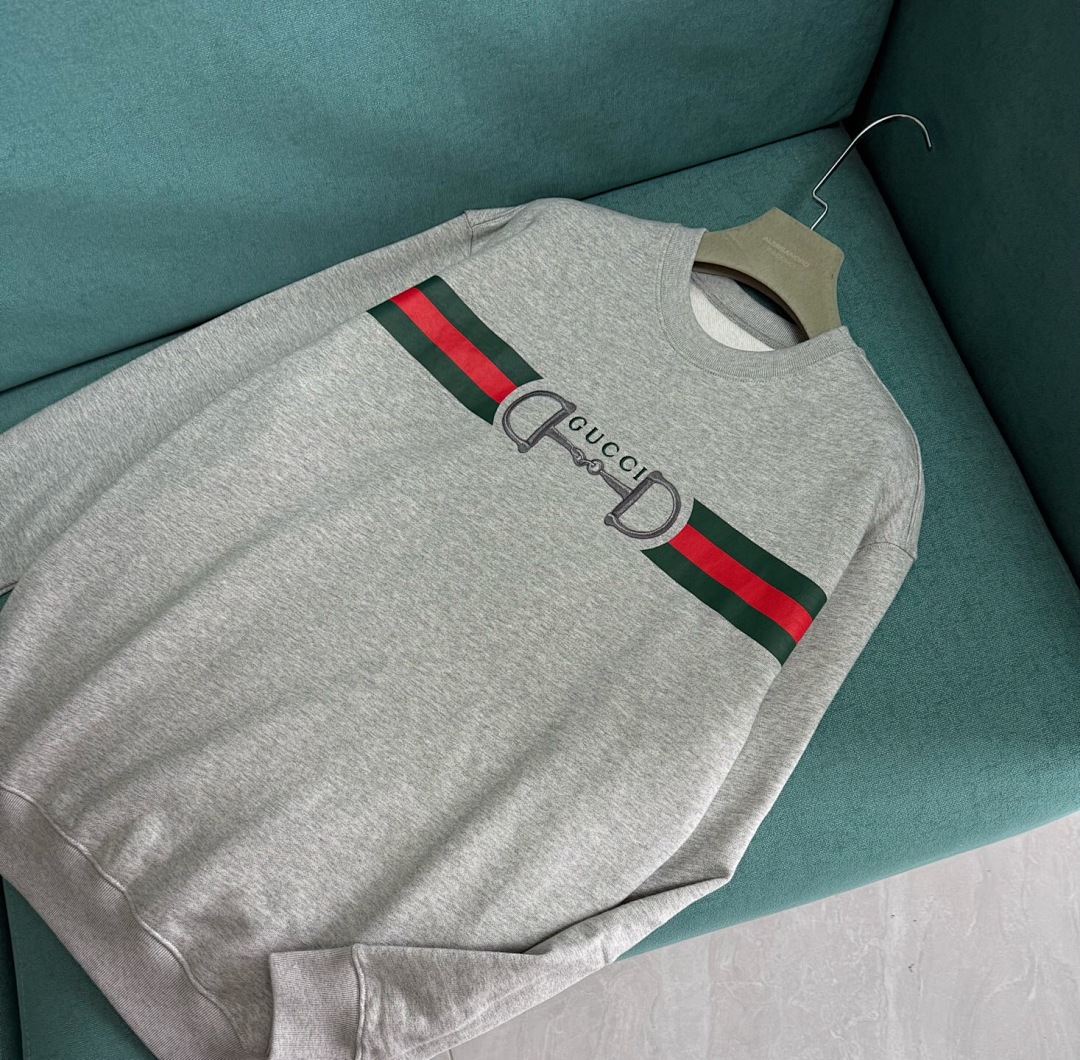 Gucci Grey Print Embroidered Logo Collar - Image 5