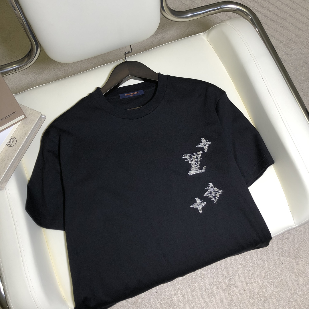 Unbranded Triple Floral Stitching Embroidered T (Black) - Image 8