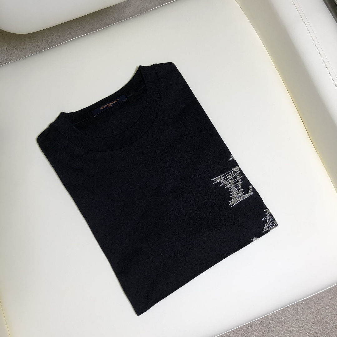 Unbranded Triple Floral Stitching Embroidered T (Black) - Image 12