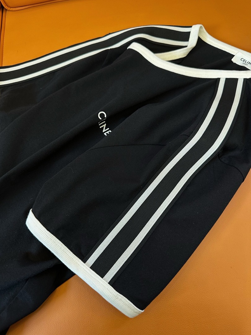 Celine C Embroidered Strap Short Sleeve (Black) - Image 8