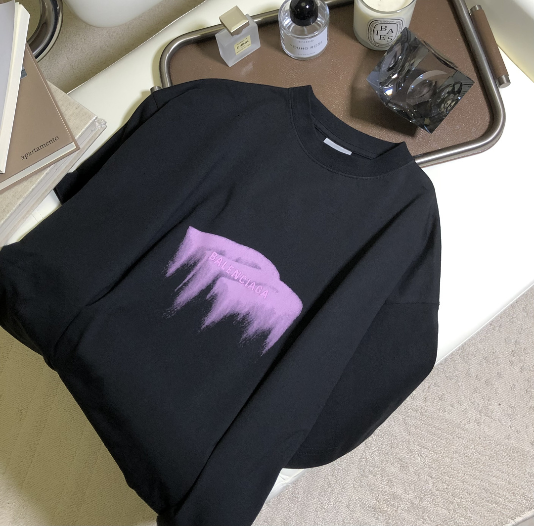 Balenciaga 3B Embroidered Print T (Black) - Image 4