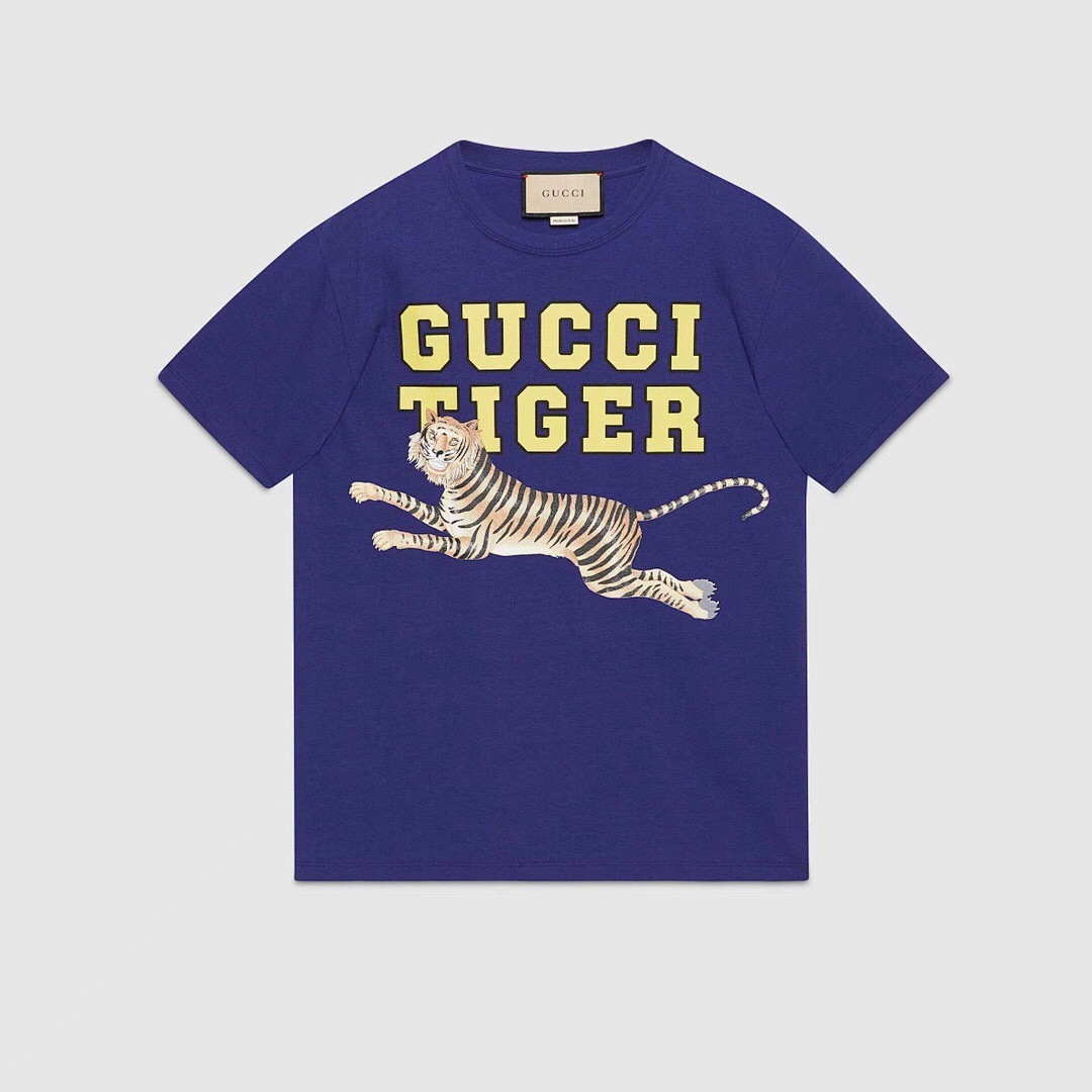 Gucci Classic Tiger Print Short Sleeve (Blue)