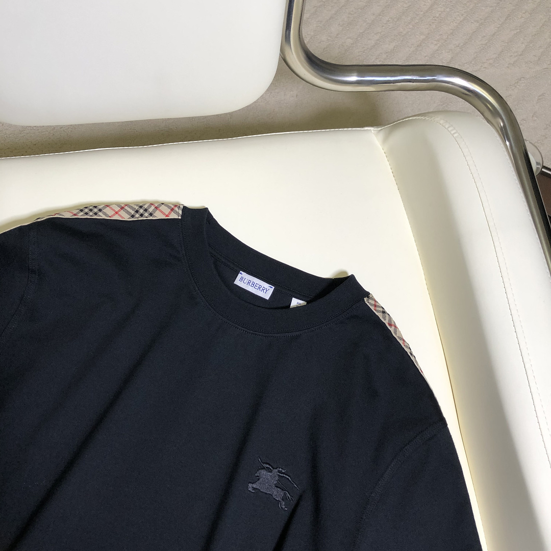 Burberry Embroidered Plaid T (Black) - Image 6