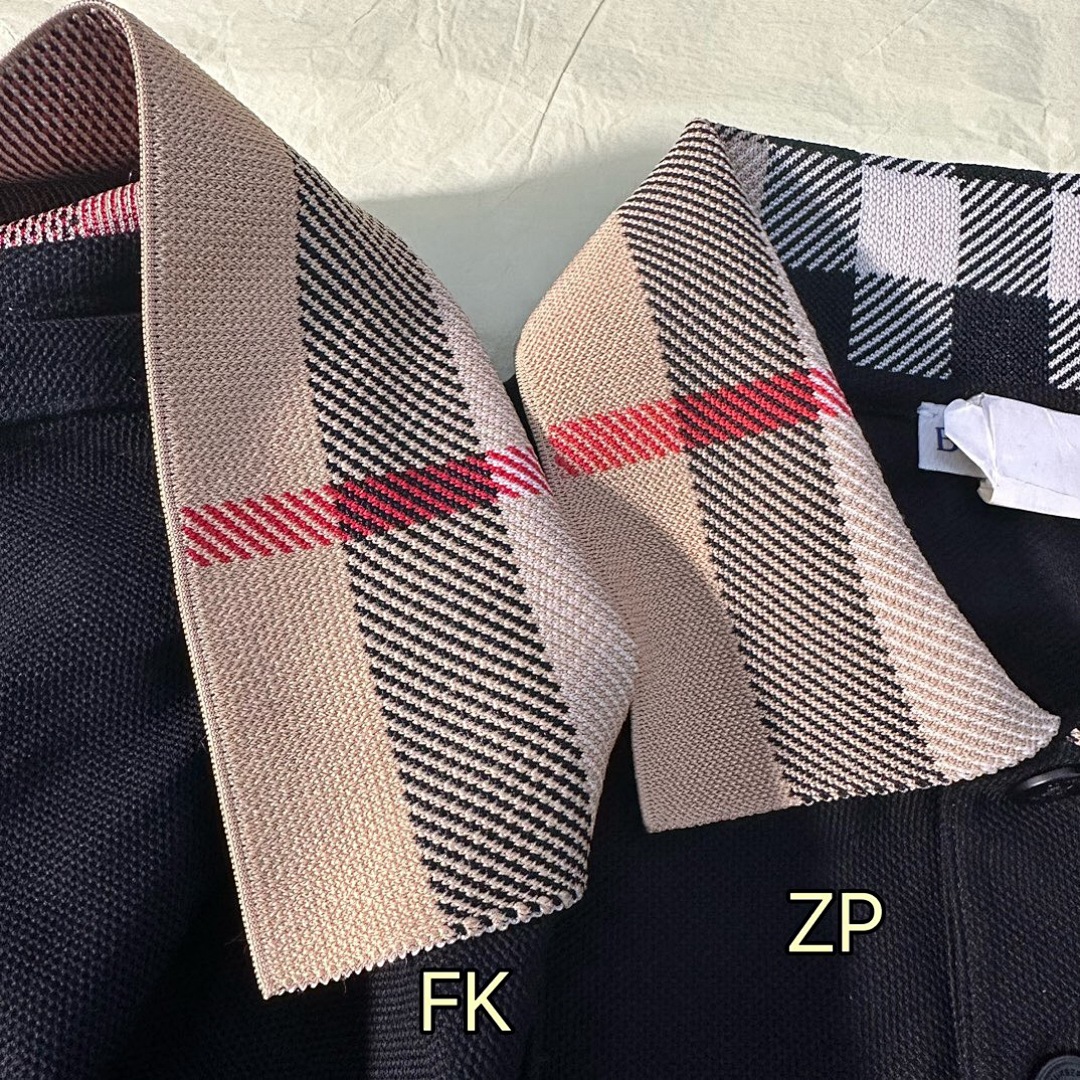 Burberry Plaid Collar Long Sleeve POLO (Black) - Image 8