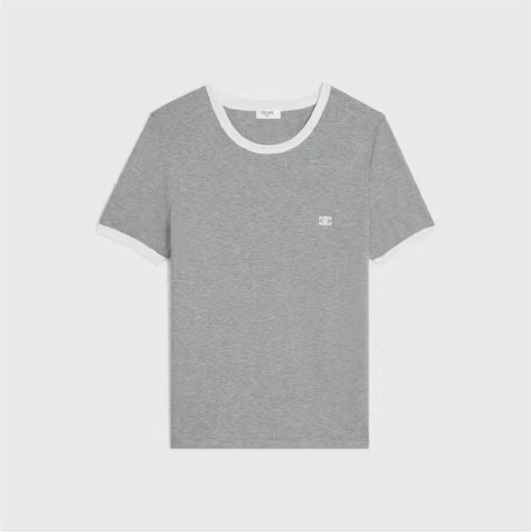 Chanel Double C Embroidered Small Label Short Sleeve Grey (Women)