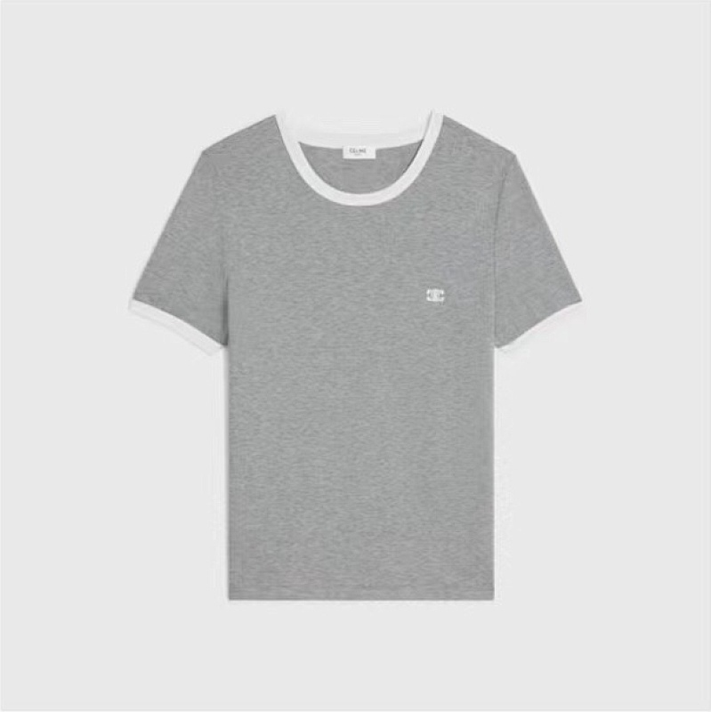 Chanel Double C Embroidered Small Label Short Sleeve Grey (Women)