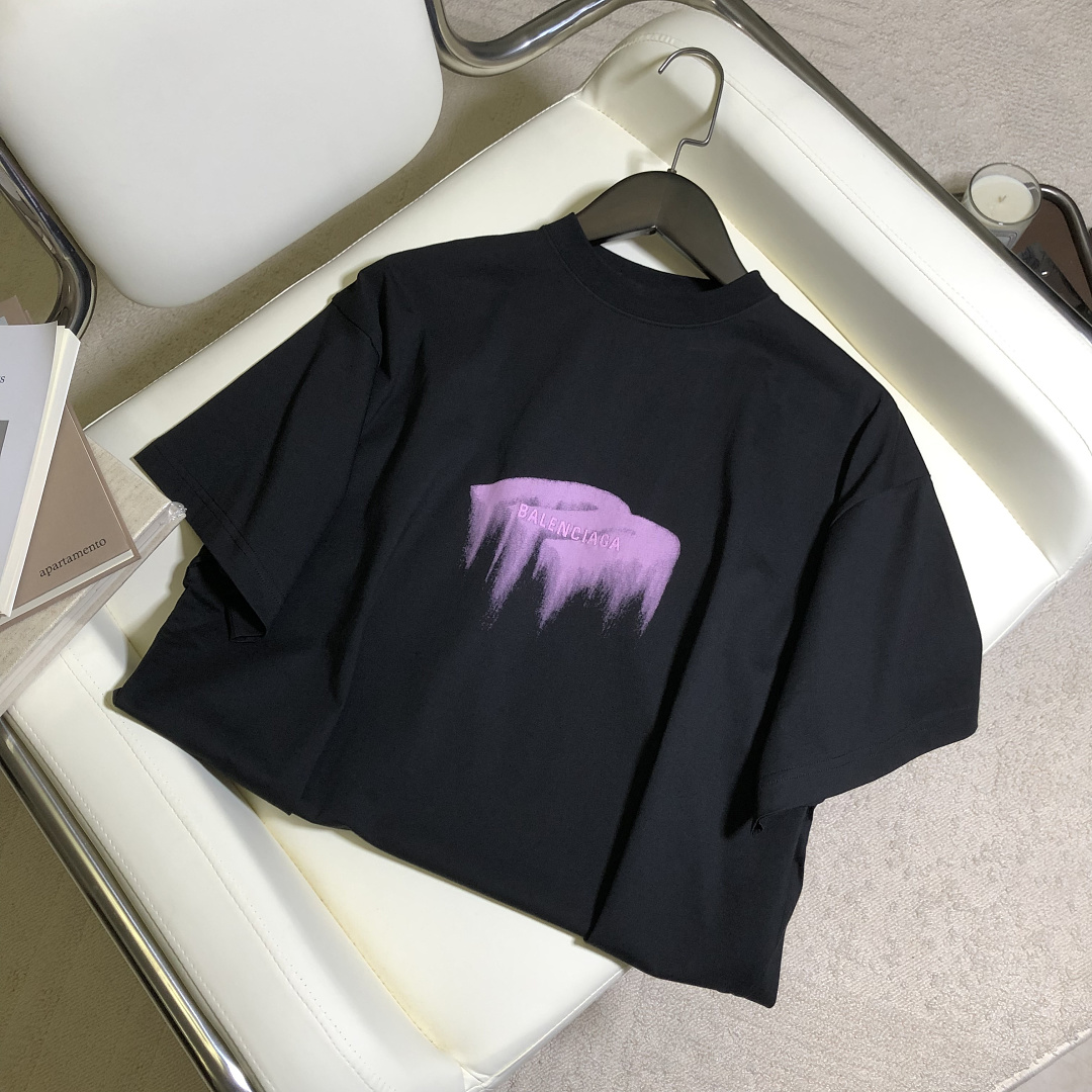 Balenciaga 3B Embroidered Print T (Black) - Image 8
