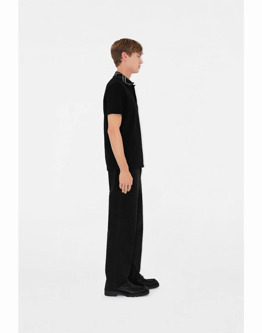 Burberry BR Thick Plaid Collar POLO (Black) - Image 3