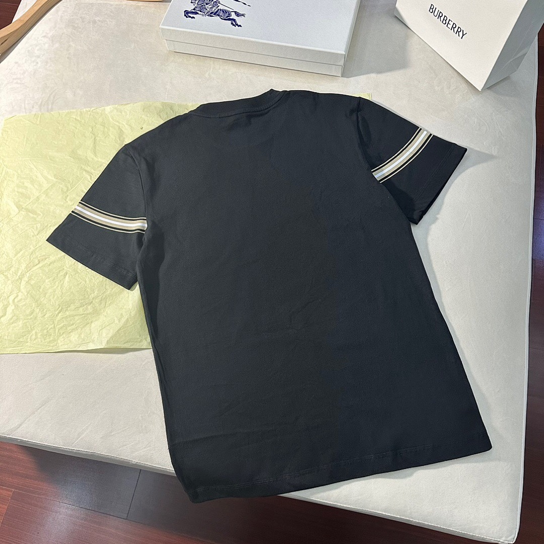 Burberry BR Striped Embroidered Short Sleeve (Black) - Image 6