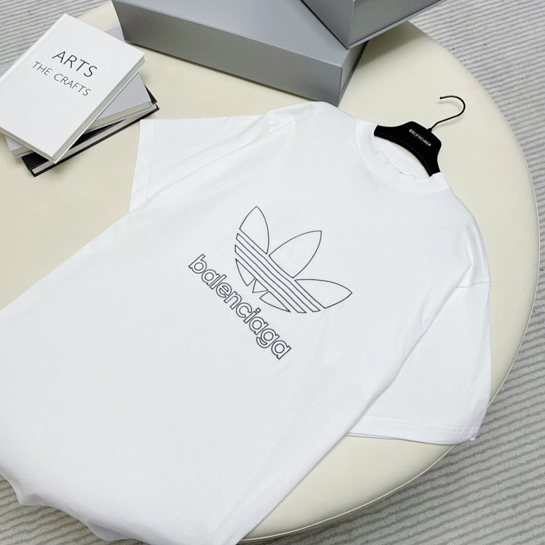 Balenciaga Triple Leaf Grass Collab Short Sleeve (White) - Image 3