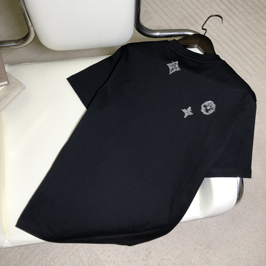 Unbranded Triple Floral Stitching Embroidered T (Black) - Image 6