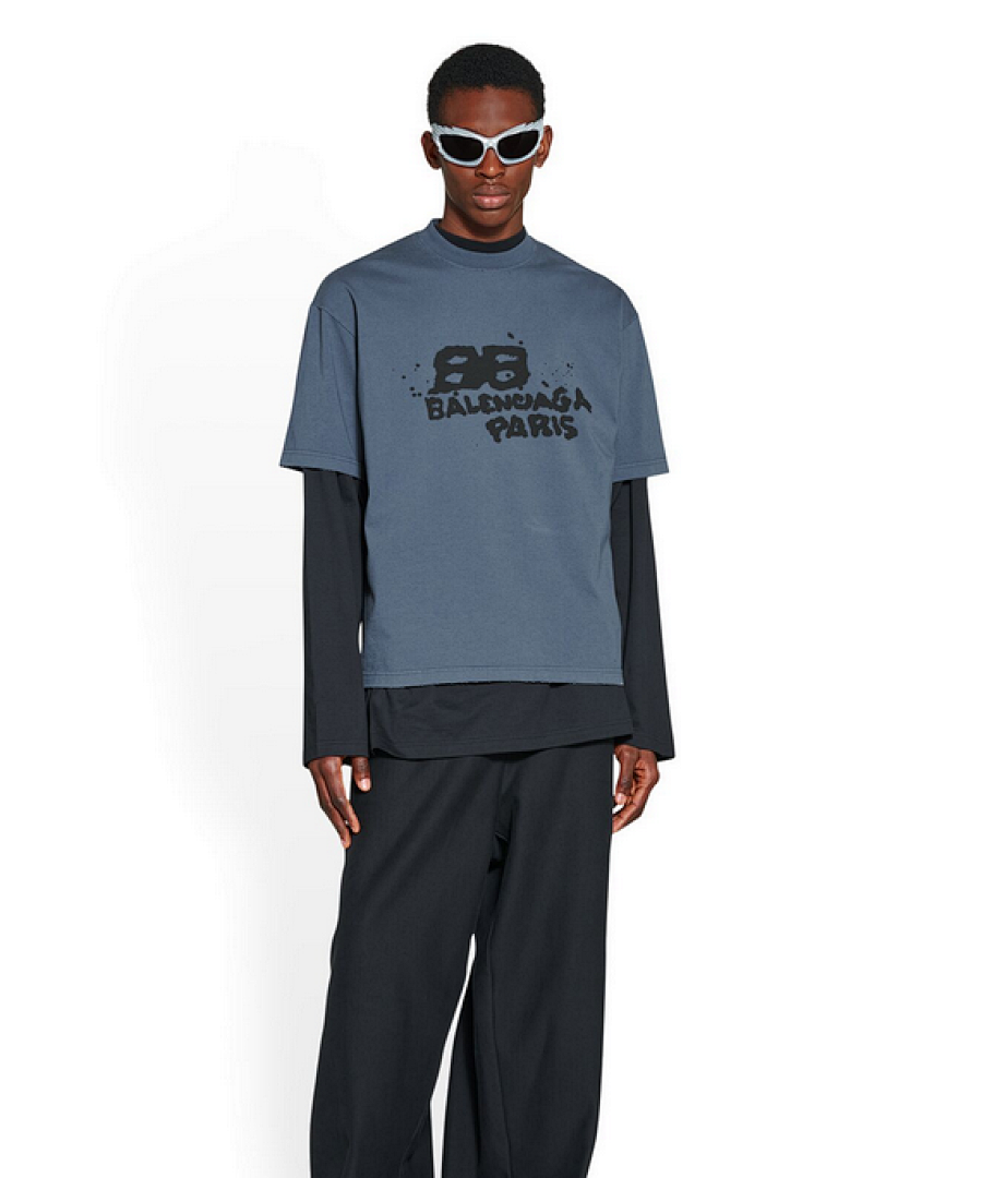 Balenciaga BB Print Short Sleeve (Blue) - Image 13