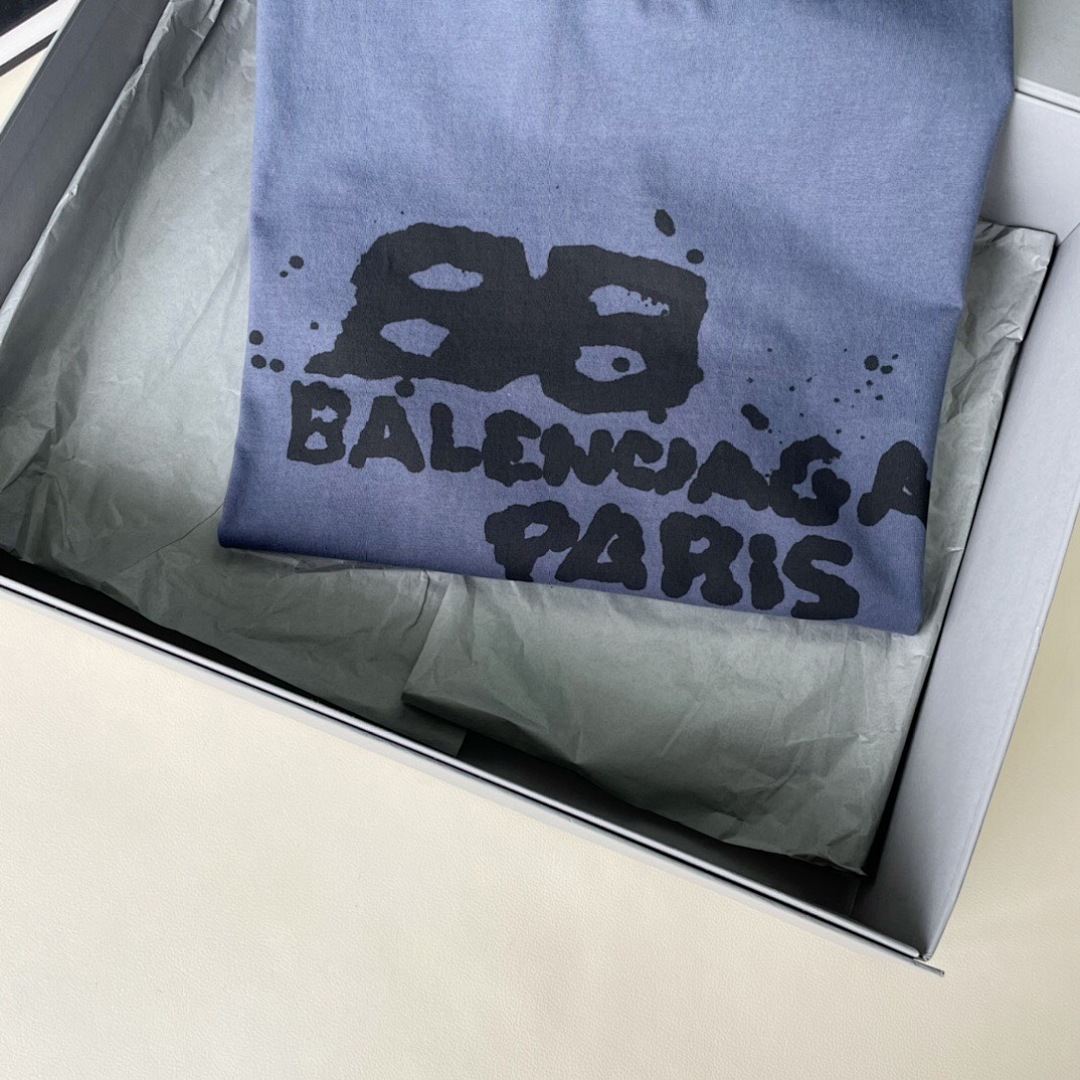 Balenciaga BB Print Short Sleeve (Blue) - Image 5