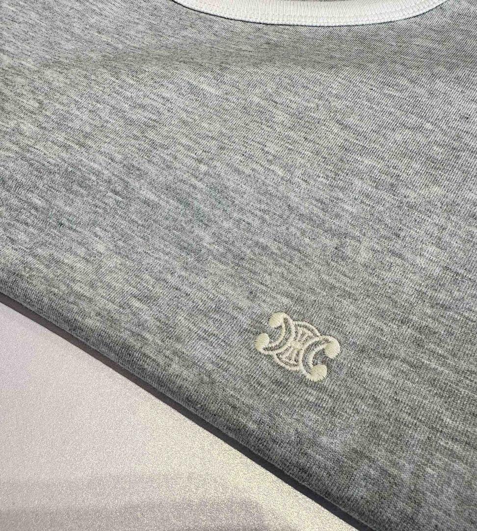 Chanel Double C Embroidered Small Label Short Sleeve Grey (Women) - Image 8