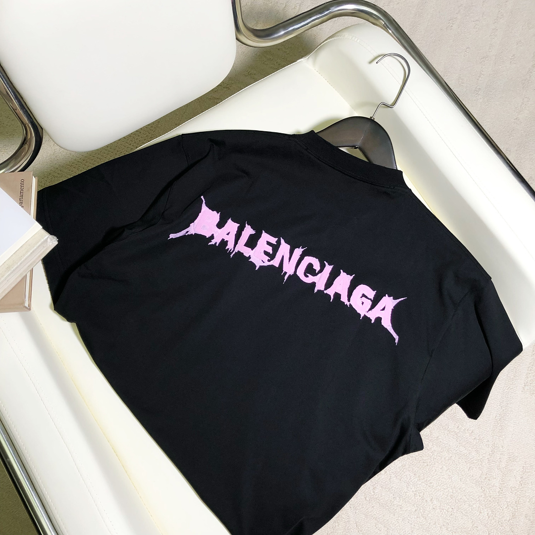 Balenciaga Pink Embroidered Print T - Image 9