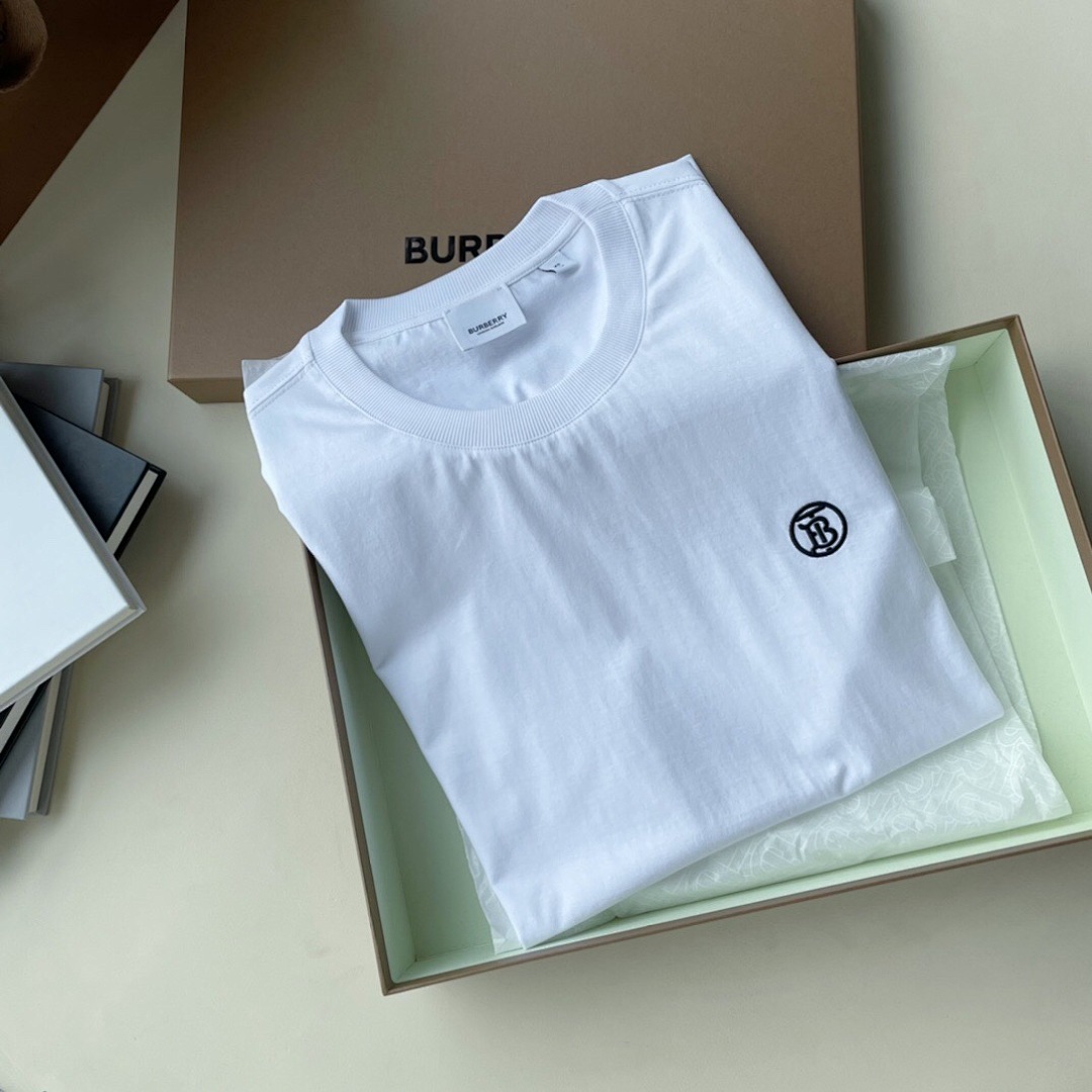 Burberry B Embroidered Short Sleeve (White)