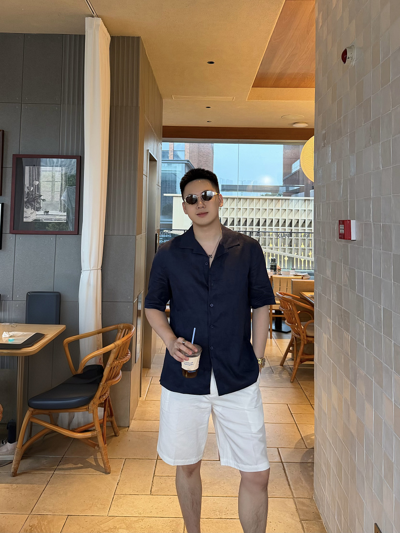 Unbranded Dark Blue Short Sleeve Linen - Image 19