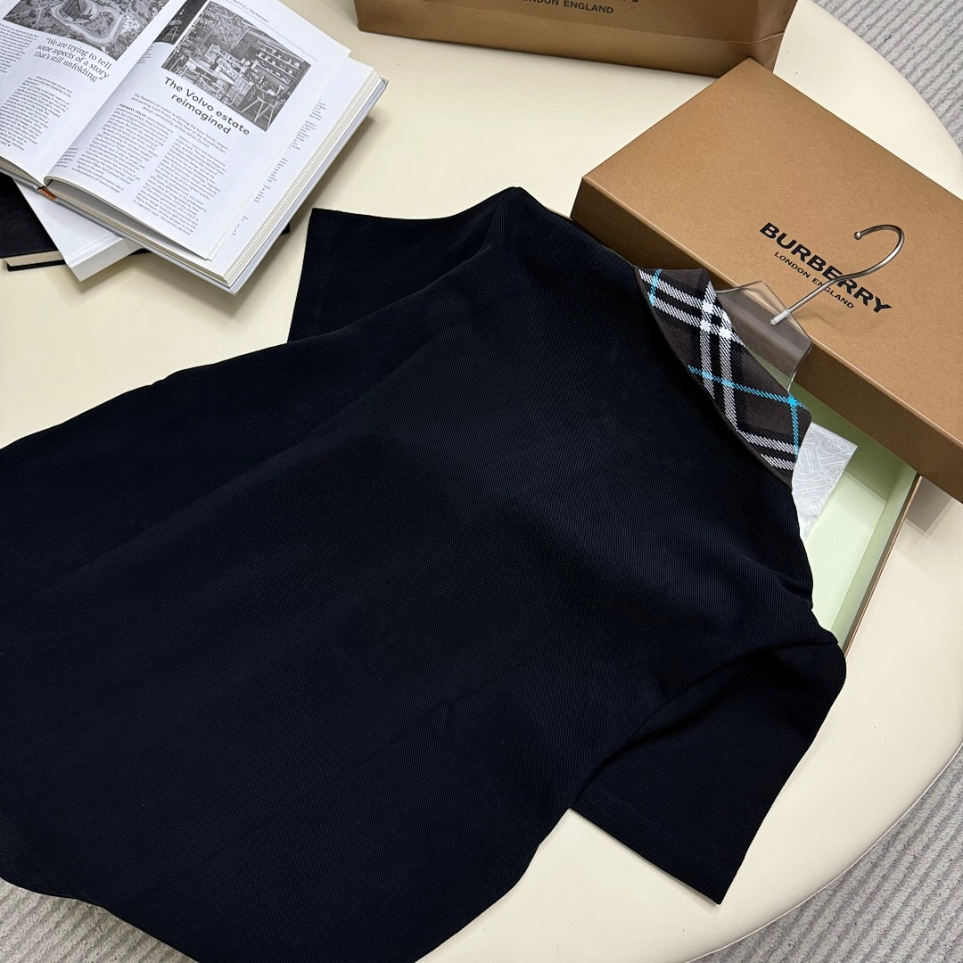 Burberry BR Thick Plaid Collar POLO (Black) - Image 8