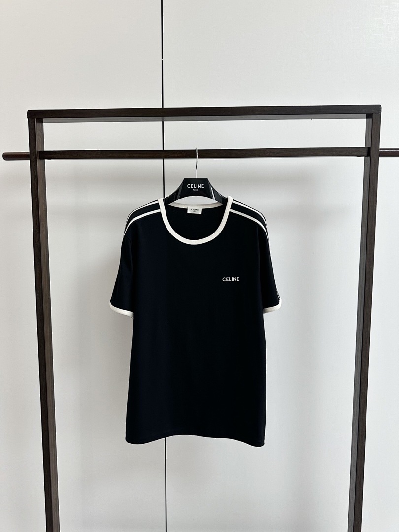 Celine C Embroidered Strap Short Sleeve (Black) - Image 7