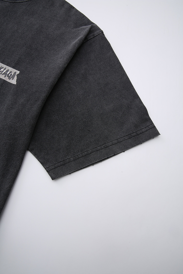 Balenciaga New Gum Strap Print Short Sleeve (Washed Black) - Image 19