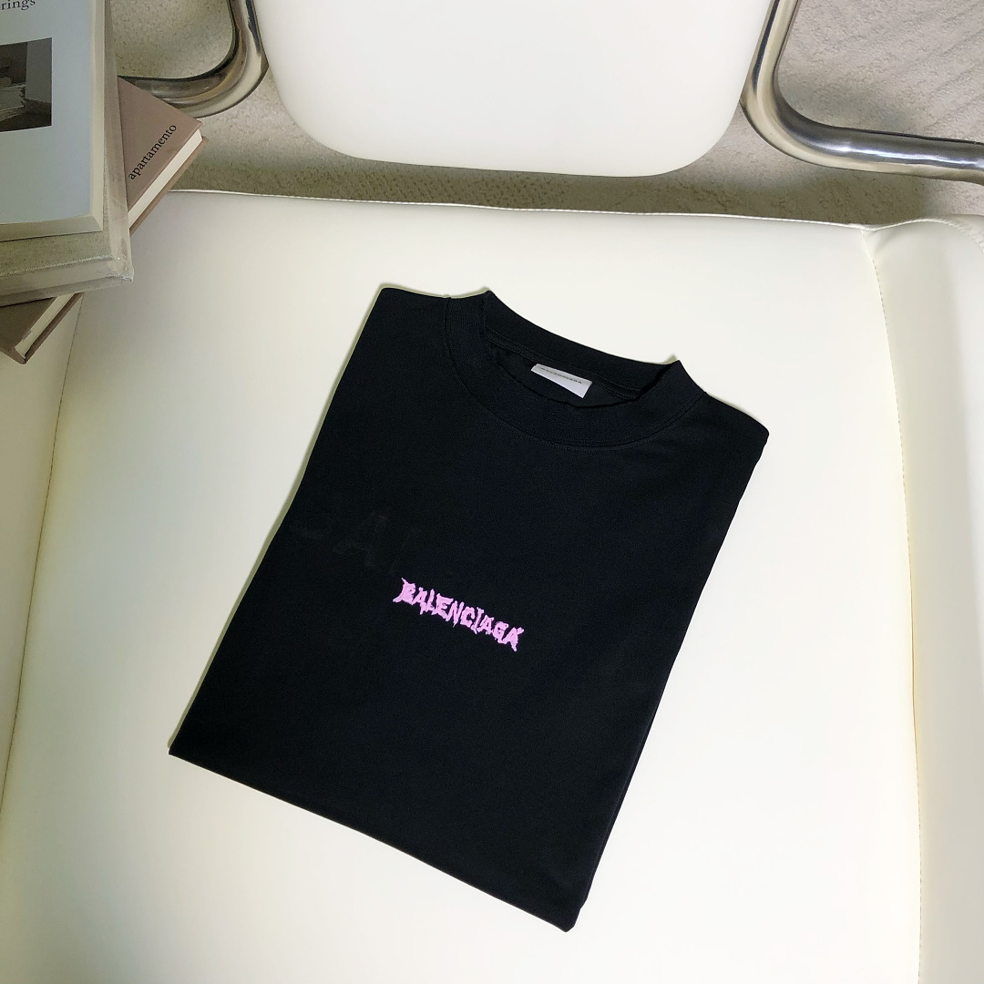 Balenciaga Pink Embroidered Print T - Image 14