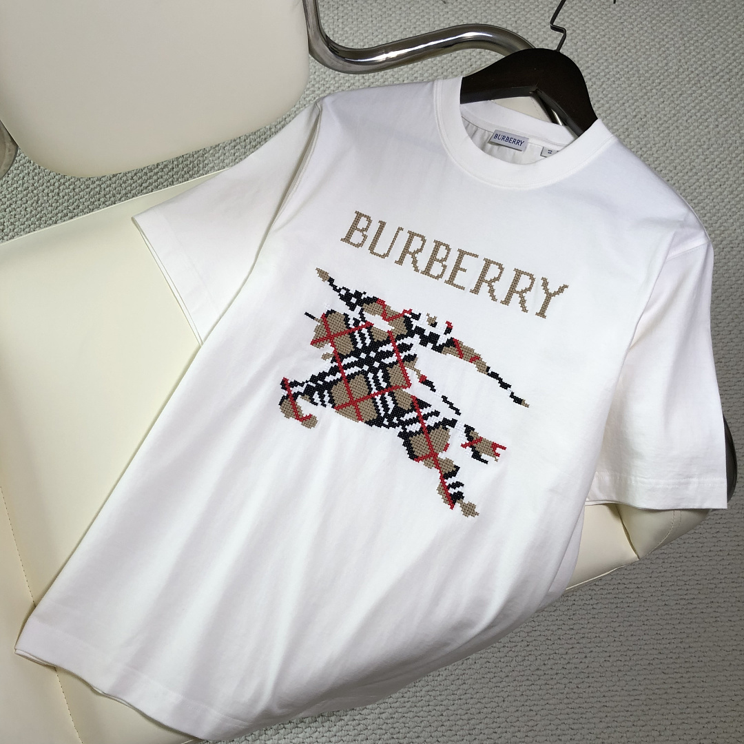 Burberry BR Plaid Short Sleeve (White) - Image 4