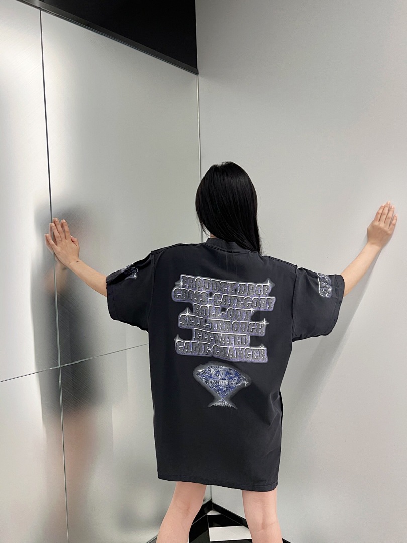 Balenciaga Diamond Print Short Sleeve (Dark Grey) - Image 19