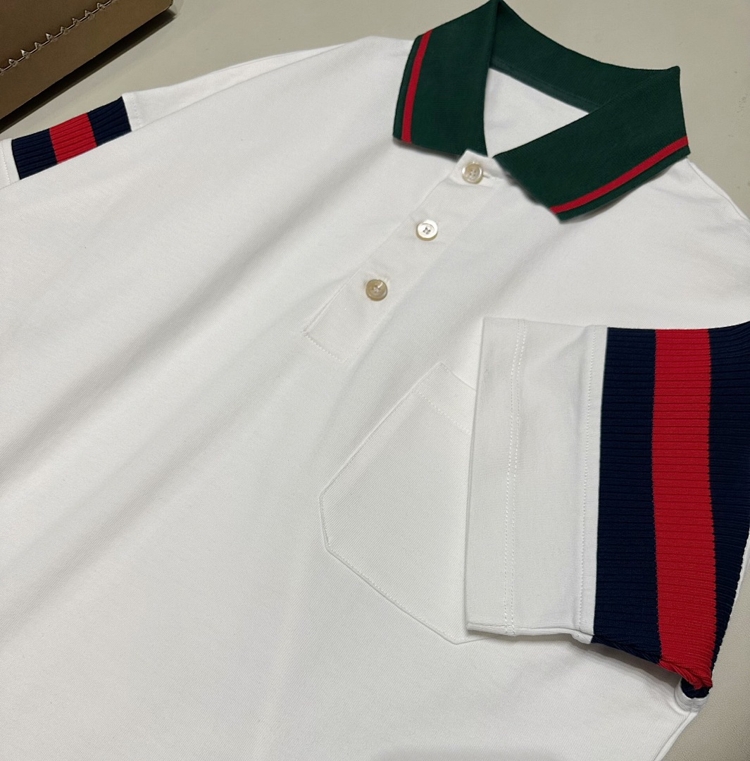 Ralph Lauren Red Blue Strap Sleeve Polo - Image 4