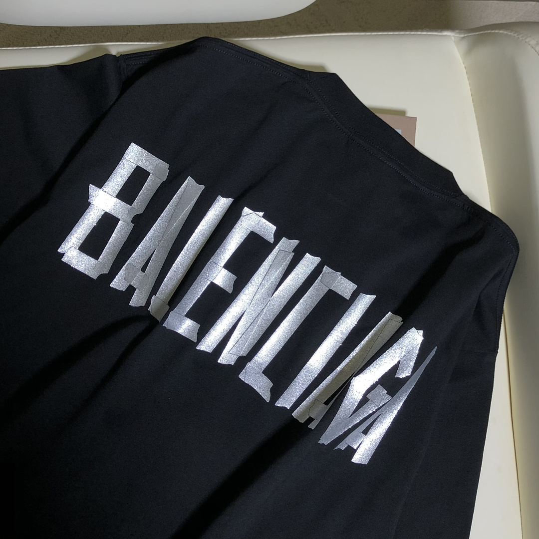 Balenciaga Silver Tape T-Shirt - Image 12