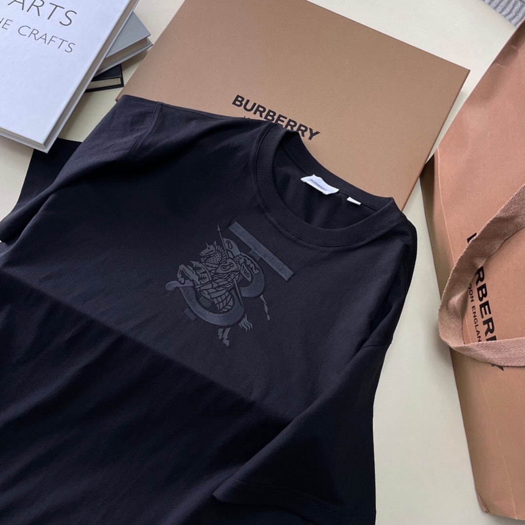 Burberry Embroidered Logo Short Sleeve (Black) - Image 4