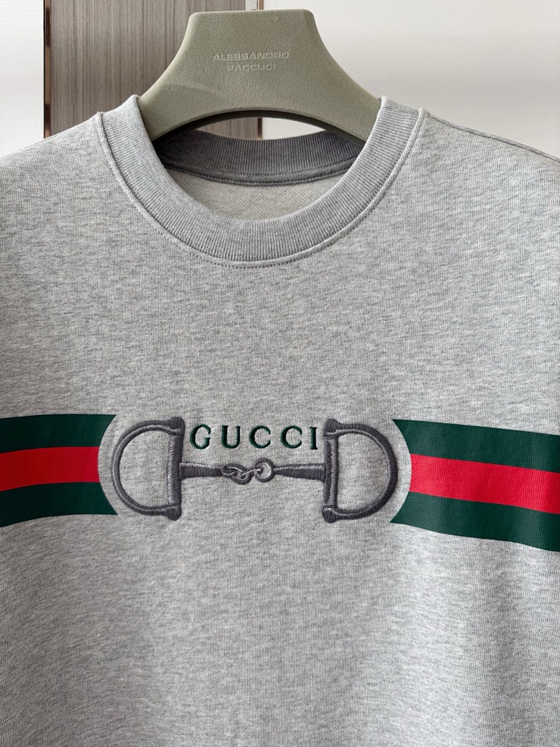 Gucci Grey Print Embroidered Logo Collar - Image 7