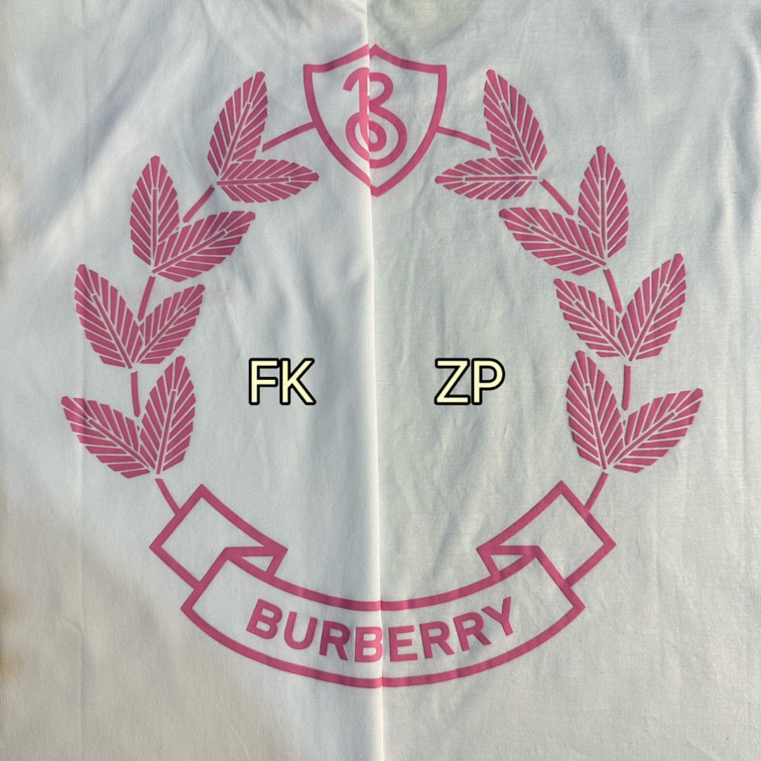 Burberry BR Pink Leaf Print Short Sleeve (White) - Image 7