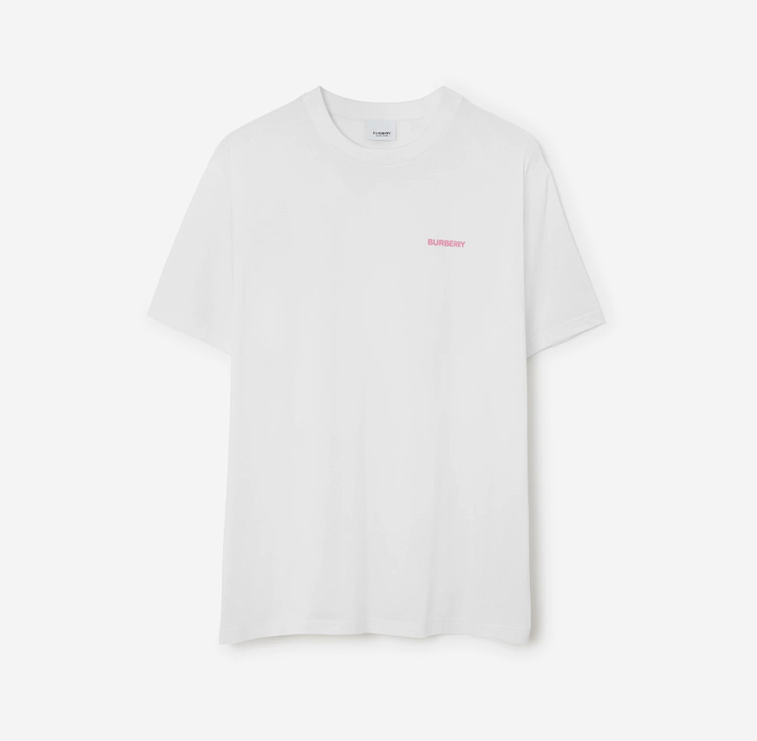 Burberry BR Pink Leaf Print Short Sleeve (White) - Image 2