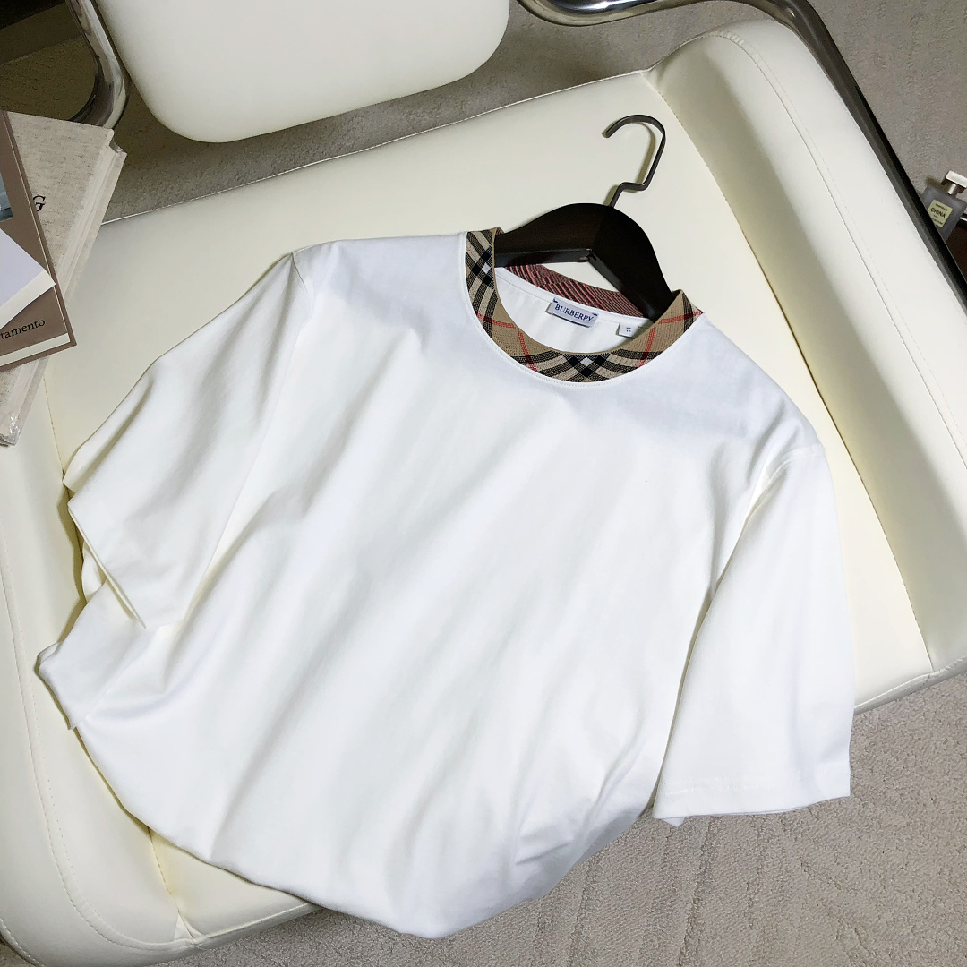 Burberry BR Plaid Collar T (White) - Image 3