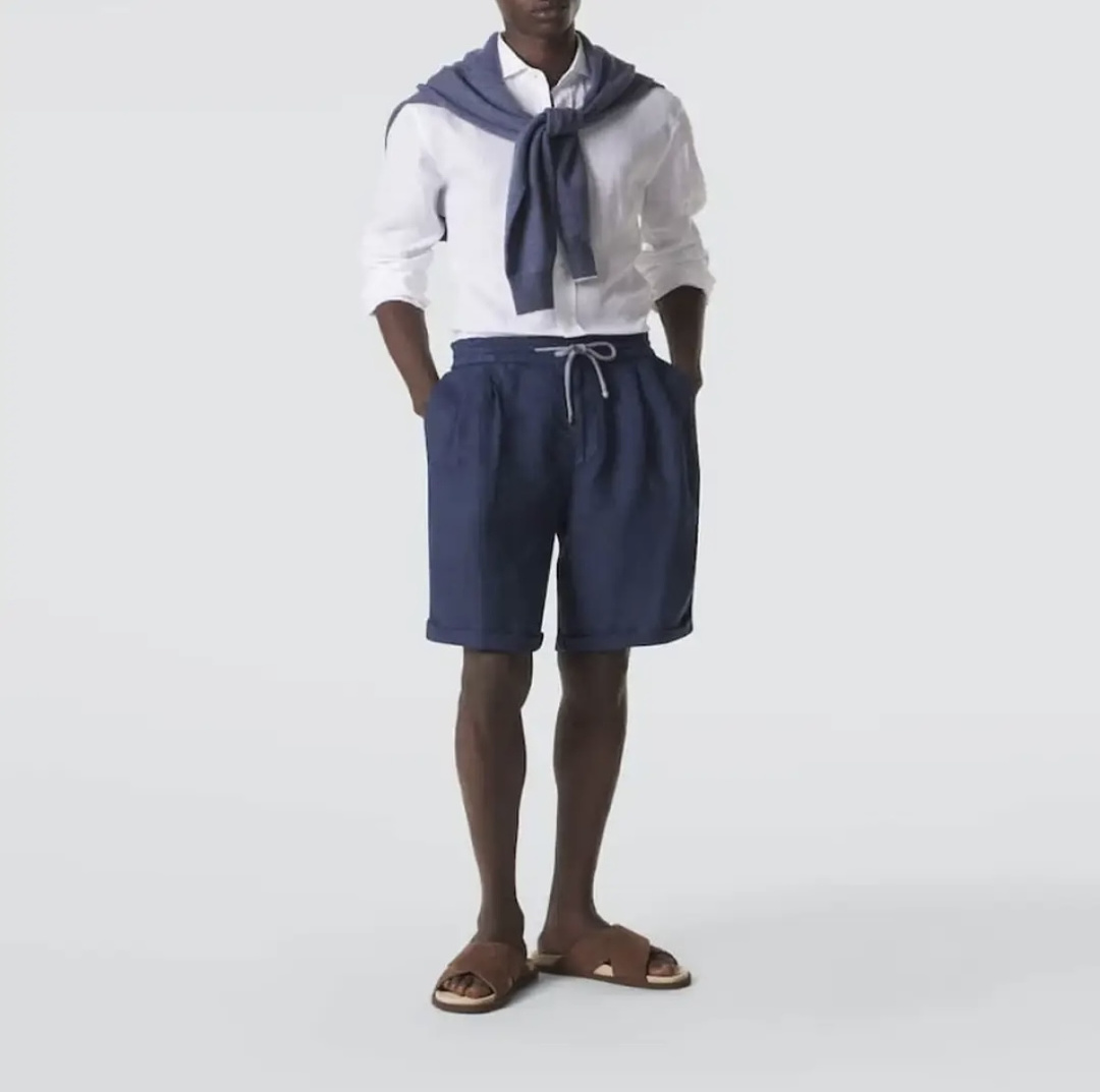Unbranded Dark Blue Wide Linen Short - Image 12