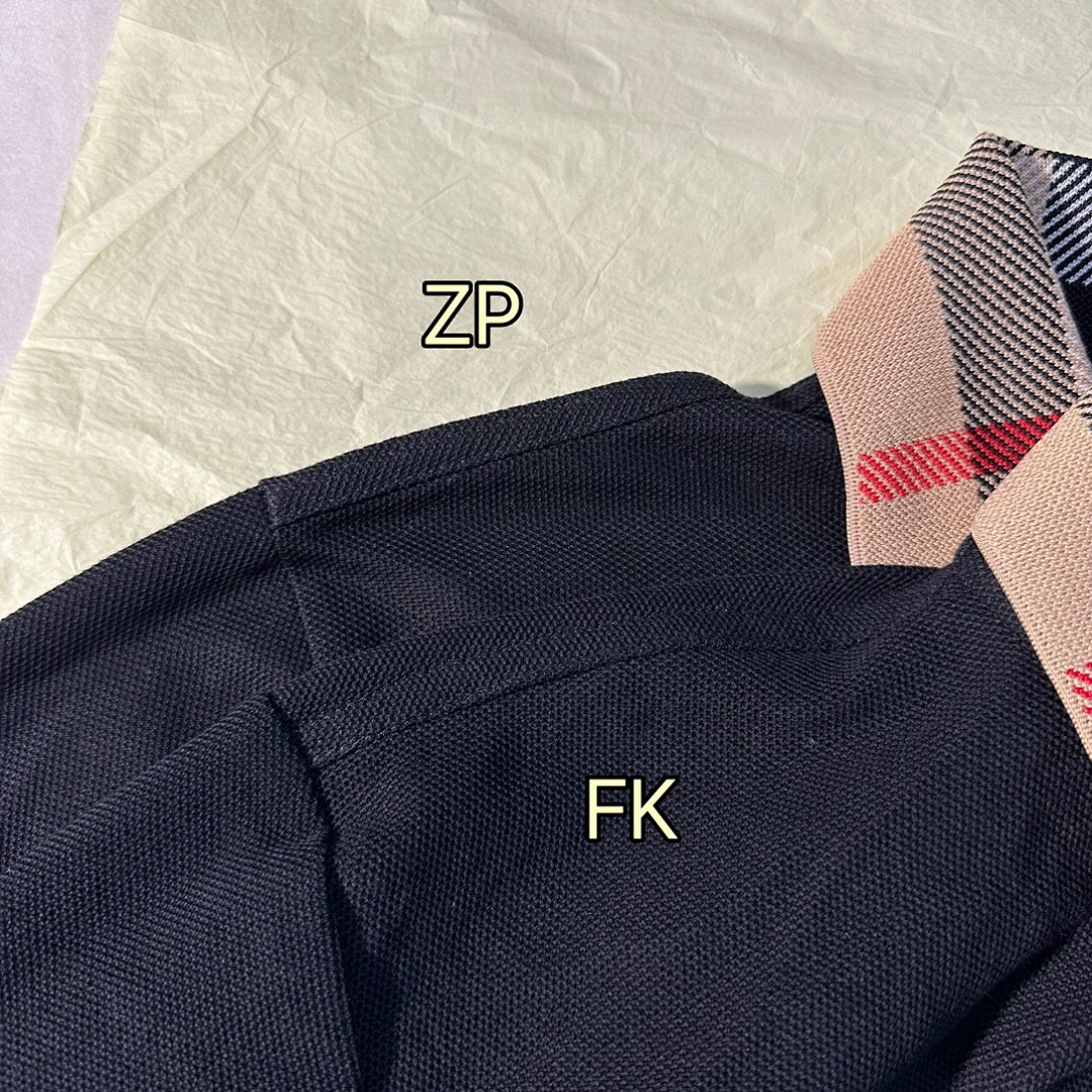 Burberry Plaid Collar Long Sleeve POLO (Black) - Image 6