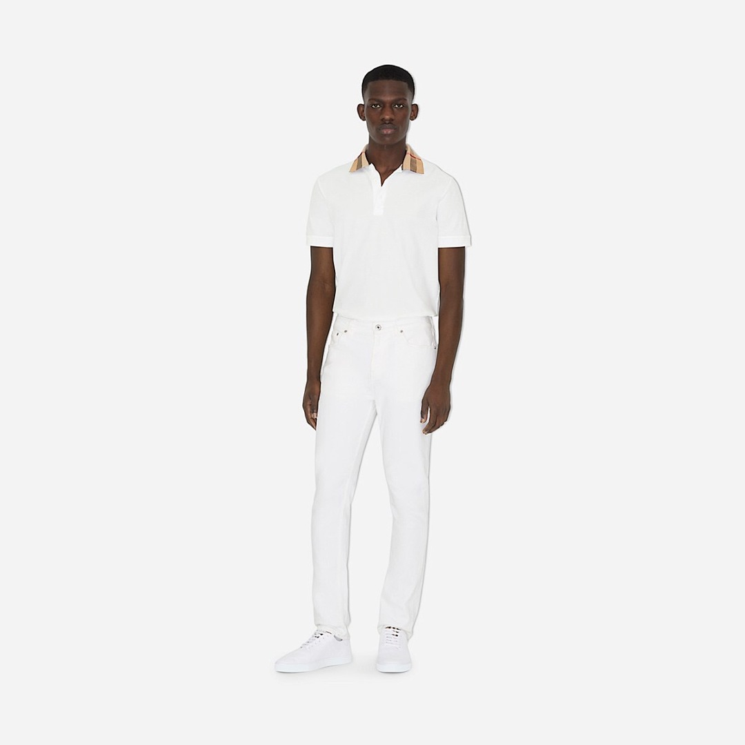 Burberry Plaid Collar POLO (White) - Image 11